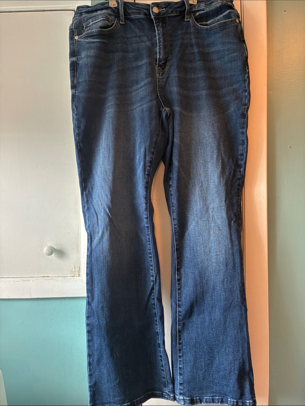 Judy Blue Dark Blue Flare Jeans with Subtle Fade